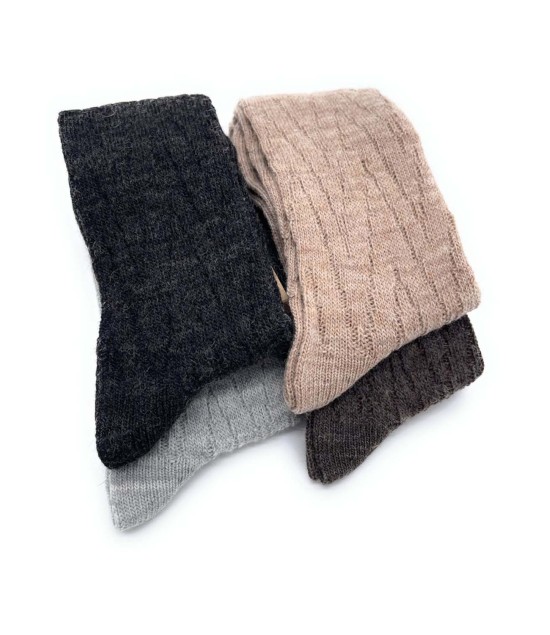 Calzini caldi in alpaca lunghi al ginocchio con lavorazioni per donna - lavorazione 1