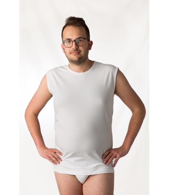 Smanicato conformato per uomo a girocollo in puro cotone , disponibile fino alla 10XL, colore bianco o nero