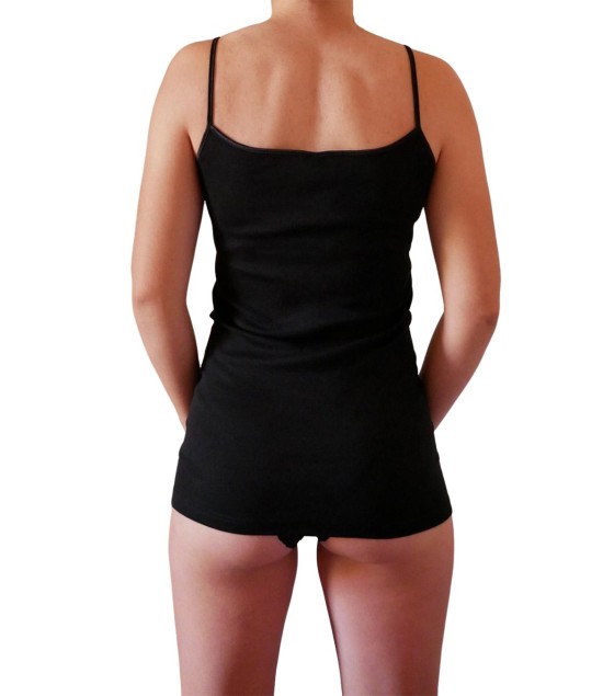 Canotta donna in 100% cotone, con pizzo e spalla stretta in raso, confezione da 2 pezzi